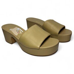 VINCE Women's Margo Platform Leather Sandal, Blonde, Size 8, NWOB